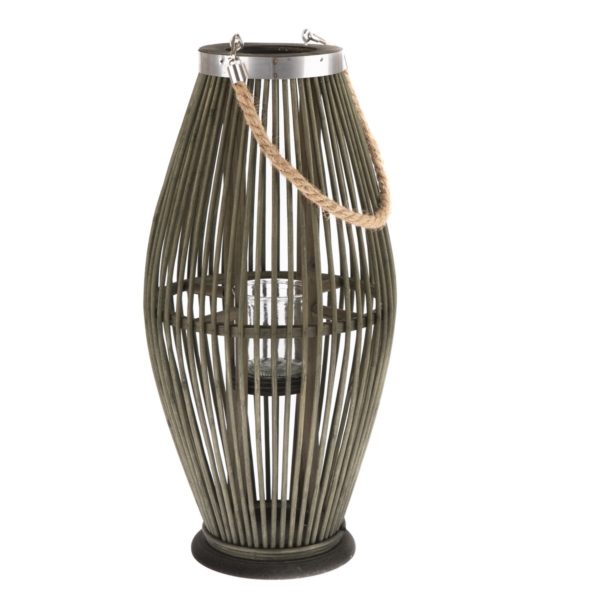 Bambusový lampáš so sklom Delgada