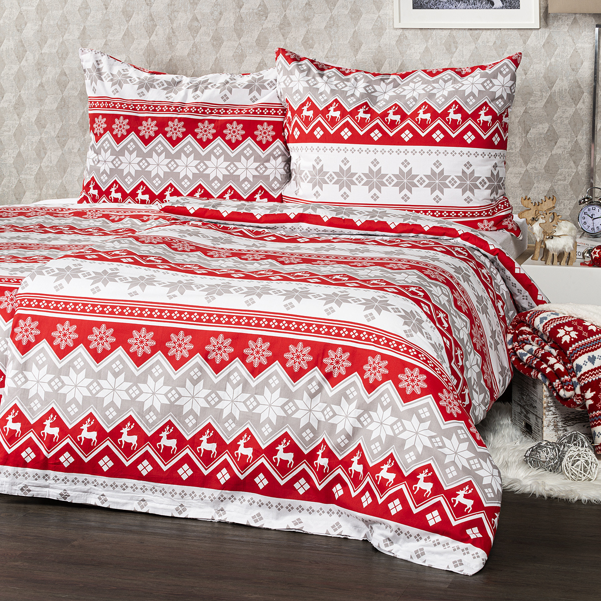 4home Vianočné bavlnené obliečky Red Nordic 4home Vianočné bavlnené obliečky Red Nordic