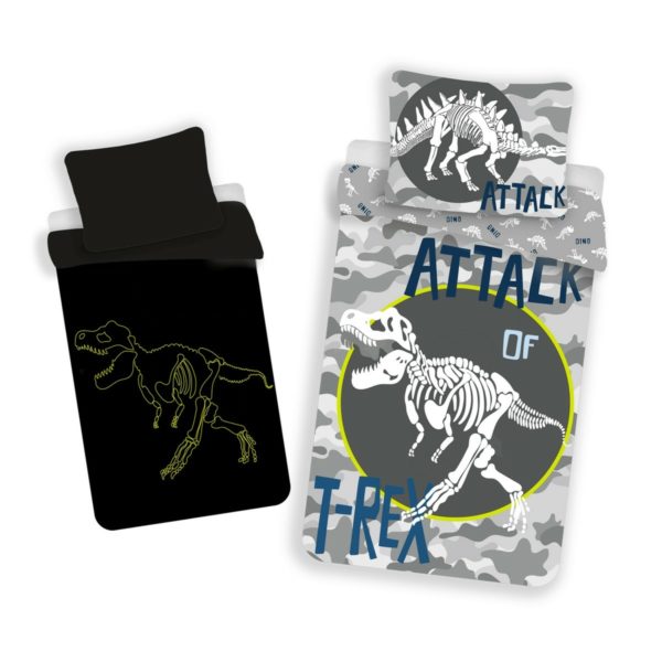 Jerry Fabrics Bavlnené obliečky T-rex svietiace