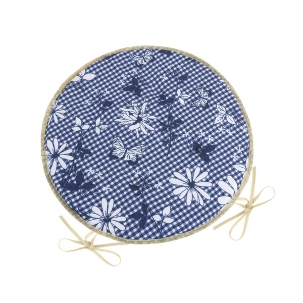 Bellatex Sedák DITA okrúhly hladký Kocka s kvetom modrá