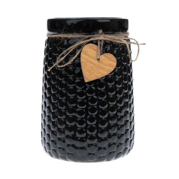 Keramická váza Wood heart čierna