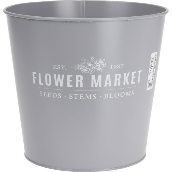 Kovový obal na kvetináč Flower market sivá