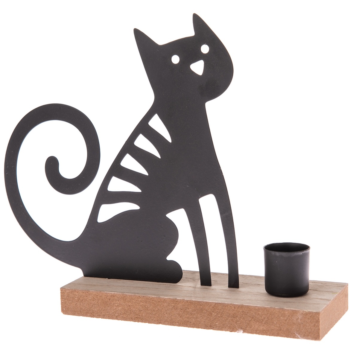 Kovový svietnik na čajovú sviečku Mačka