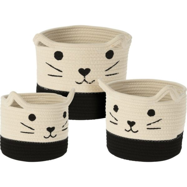 Sada bavlnených úložných košov Hatu Mačka