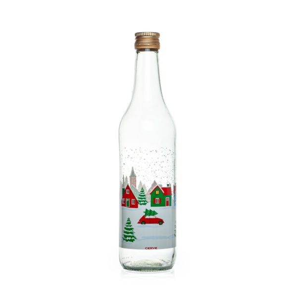 Sklenená fľaša s viečkom Snow Village 0