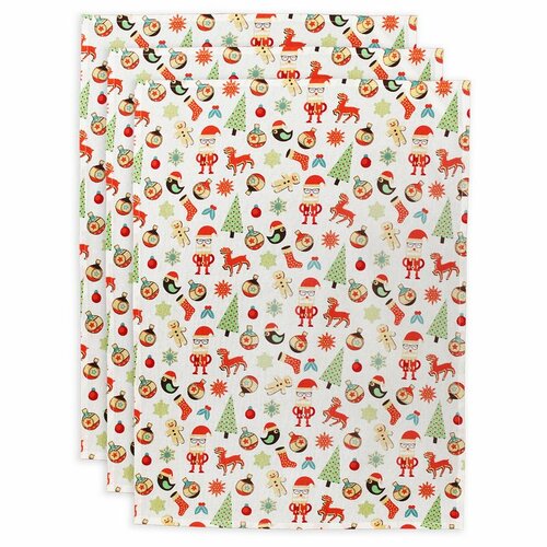 Trade Concept Vianočná kuchynská utierka Škriatkovia a stromčeky