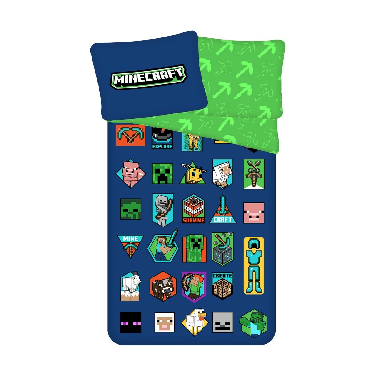 Jerry Fabrics Bavlnené obliečky Minecraft Badges