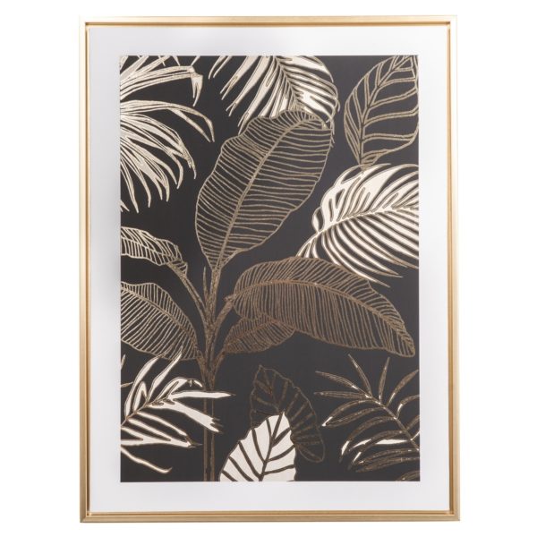 Obraz na plátne v ráme Palm leaf - zlatotlač