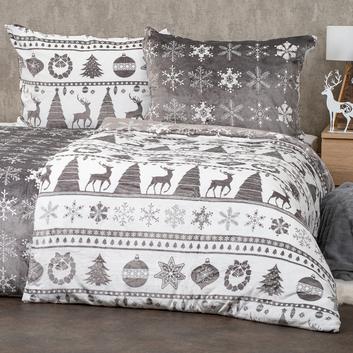 4Home Vianočné obliečky mikroflanel Christmas time sivá 4Home Vianočné obliečky mikroflanel Christmas time sivá