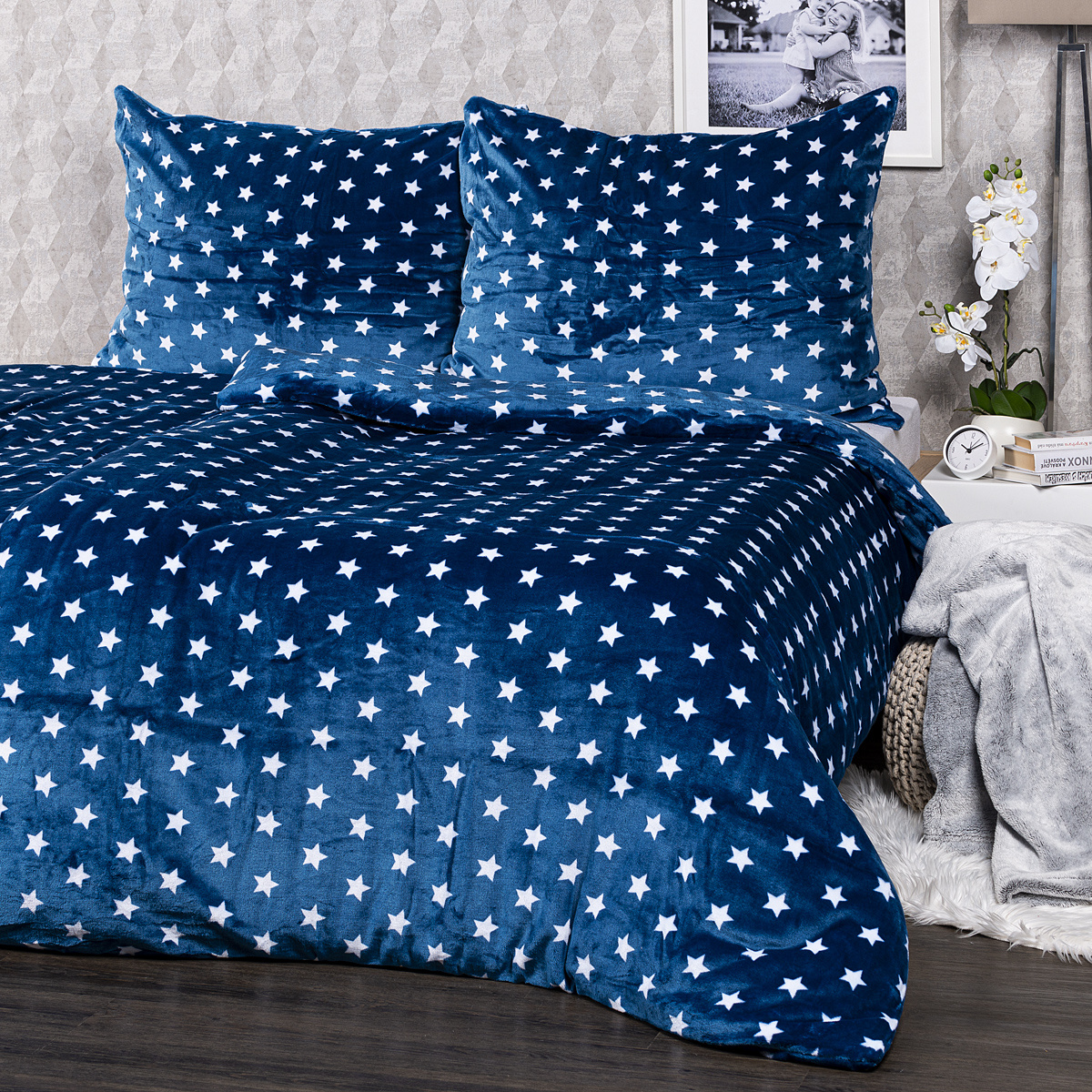 4Home obliečky mikroflanel Stars modrá 4Home obliečky mikroflanel Stars modrá