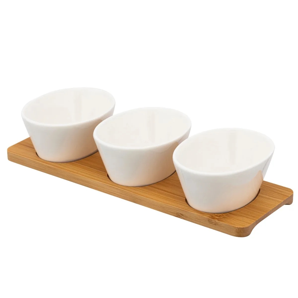 Altom Porcelánový set na dipy na bambusovom podnose Regular 150 ml Altom Porcelánový set na dipy na bambusovom podnose Regular 150 ml