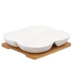 Altom Porcelánový set na pochutiny na bambusovom podnose Regular