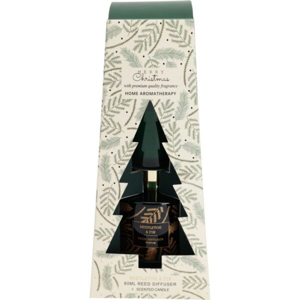 Darčeková sada difuzéra a sviečky Merry Christmas Mistletoe and fir