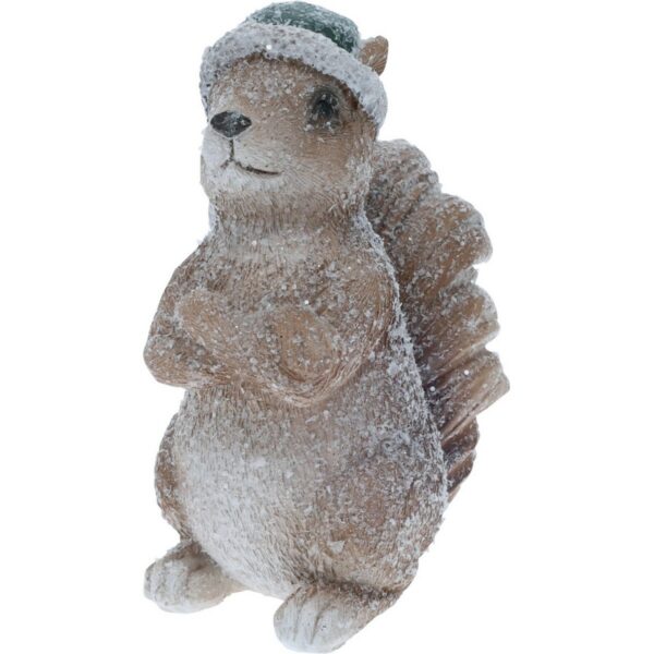 Dekorácia Veverička s čiapkou zelená