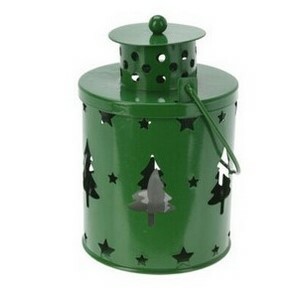 Kovový LED lampáš Stromčeky zelená