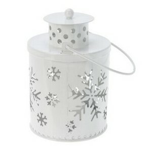 Kovový LED lampáš Vločky biela