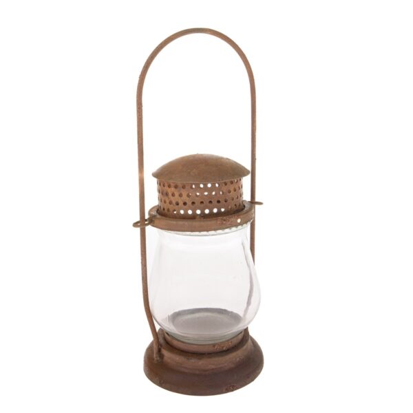 Kovový lampáš so sklom Rustik