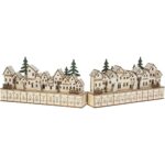 LED Drevený adventný kalendár Vianočné domčeky