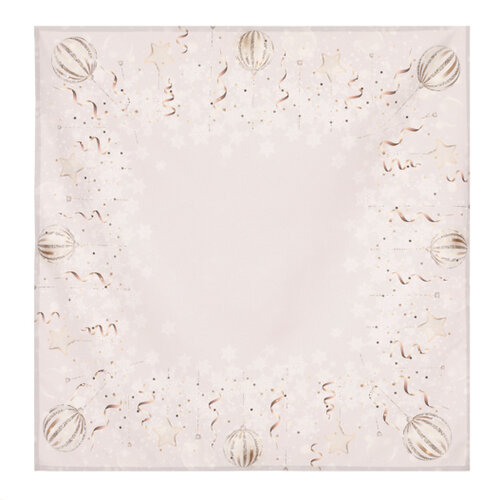 Obrus s vianočným motívom - vianočné gule na sivom podklade