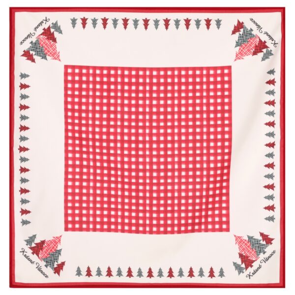 Obrus s vianočným motívom - stromčeky a červený stred