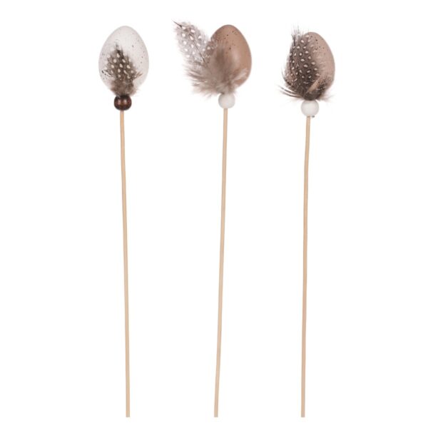 Sada veľkonočných zápichov Vajíčko s pierkom