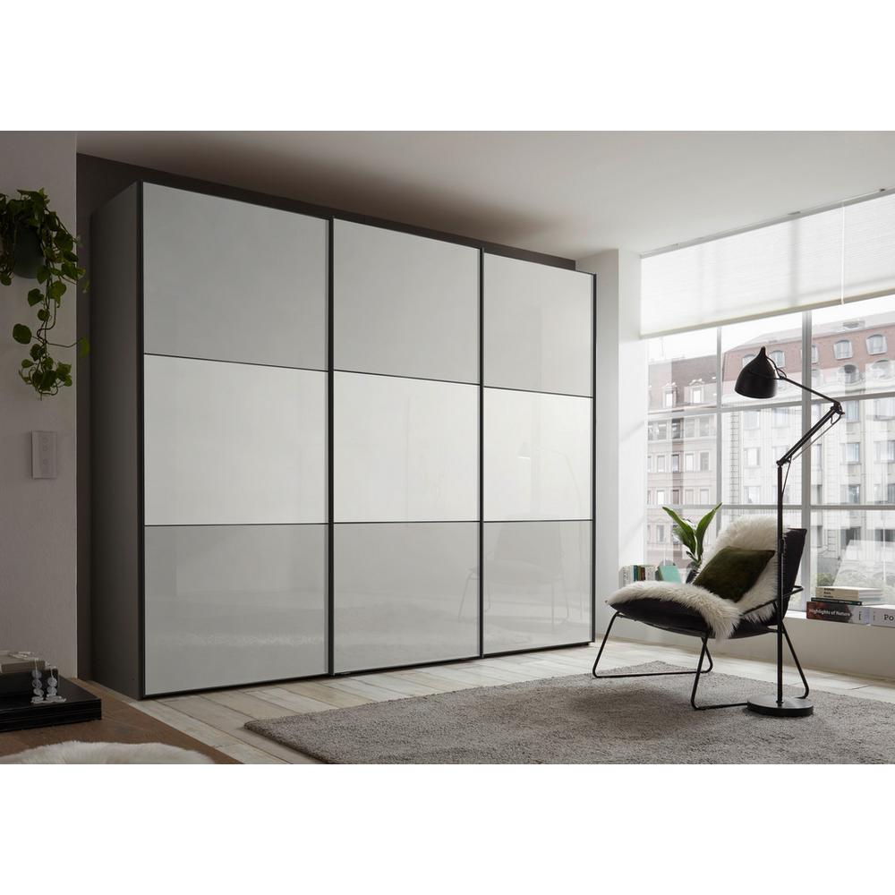 Skriňa INCLUDO GLAS sklo biele/sivé