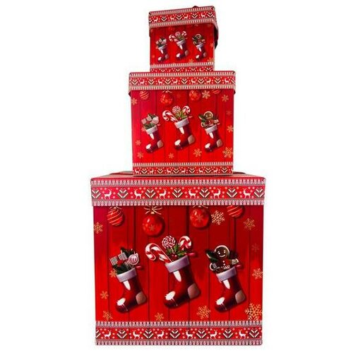Toro Sada vianočných darčekových krabíc so stuhou Christmas Sock