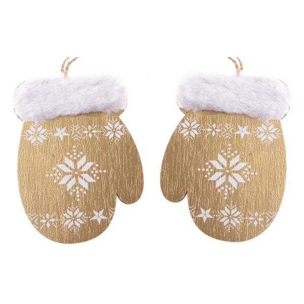 Vianočná drevená dekorácia Rukavica 2 ks