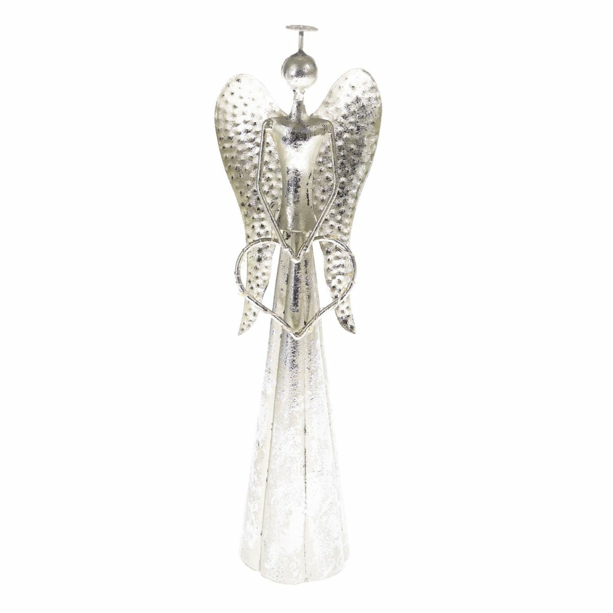 Vianočná kovová LED dekorácia Angel with heart strieborná Vianočná kovová LED dekorácia Angel with heart strieborná
