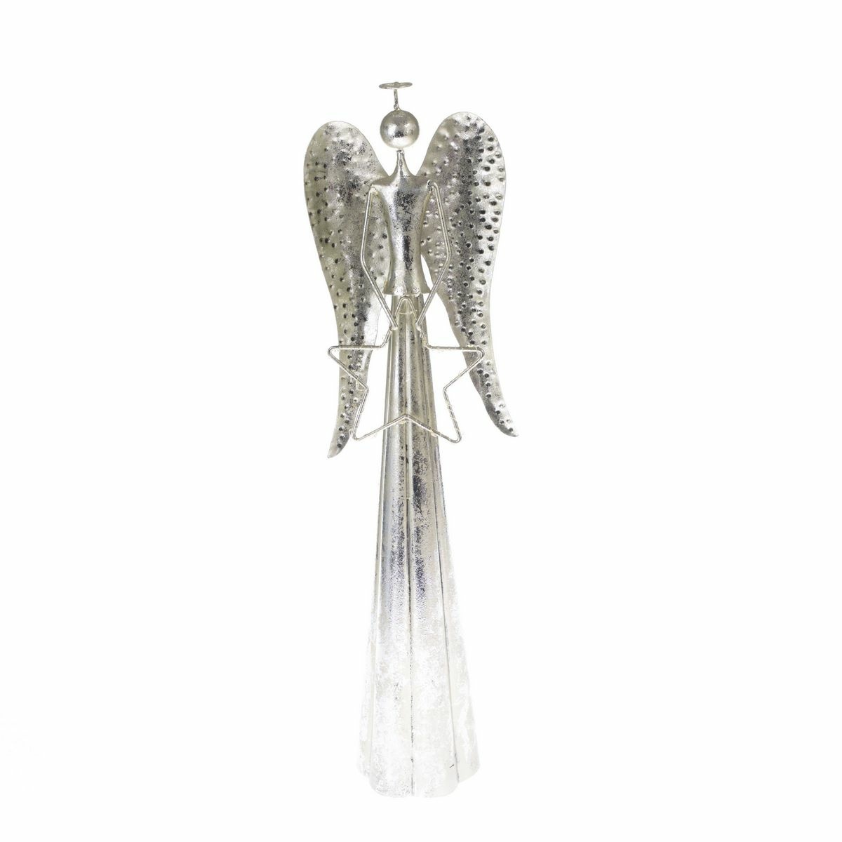 Vianočná kovová LED dekorácia Angel with star strieborná Vianočná kovová LED dekorácia Angel with star strieborná
