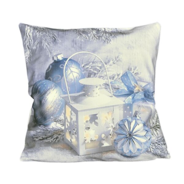 Forbyt Vianočná obliečka na vankúšik Lampáš modrá