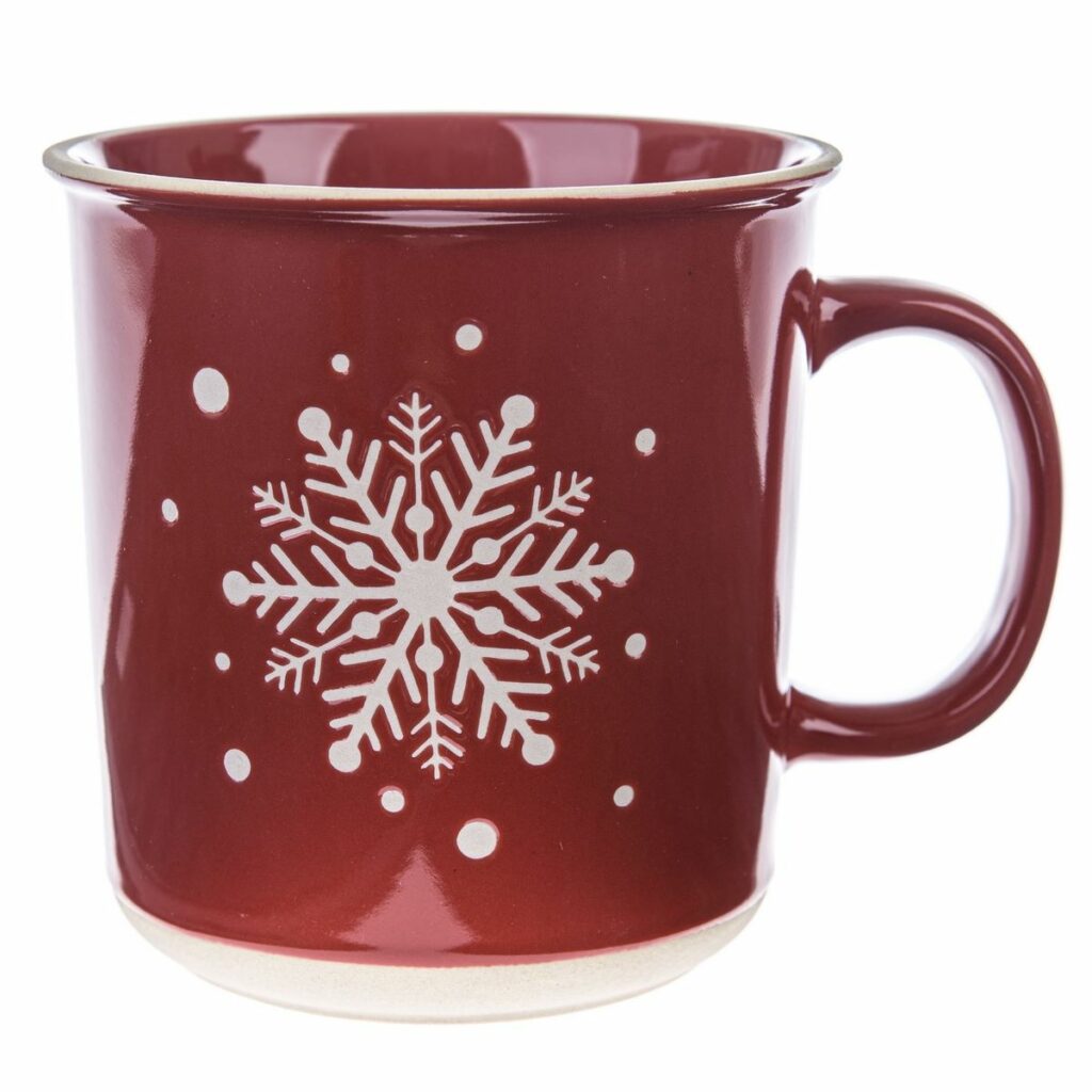 Vianočný keramický hrnček Snowflake červená