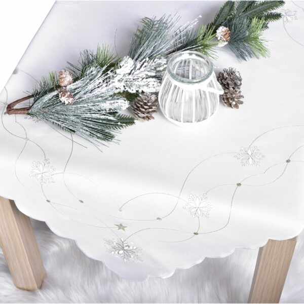 Forbyt Vianočný obrus Vločky ecru